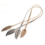 Women's Silver Leaf Metal Waist Chain Ladies Elastic Waist Belts Dress