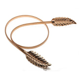 Women's Silver Leaf Metal Waist Chain Ladies Elastic Waist Belts Dress