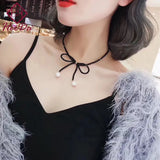 Women's Bow-Knot Crystal Choker Necklace Lady Neck Accessories