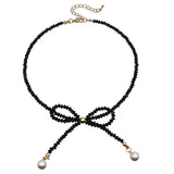 Women's Bow-Knot Crystal Choker Necklace Lady Neck Accessories