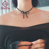 Women's Bow-Knot Crystal Choker Necklace Lady Neck Accessories