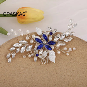 Bridal Hair Comb Pearl Crystal Hairpins Floral Clip