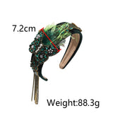 Butterfly Rhinestone Tassel Headband with Feather Hair Jewelry
