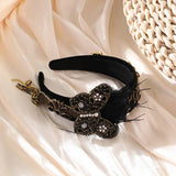 Butterfly Rhinestone Tassel Headband with Feather Hair Jewelry