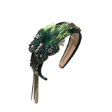 Butterfly Rhinestone Tassel Headband with Feather Hair Jewelry