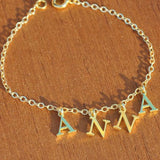 Women's Initial Anklet Stainless Steel Multiple Letters