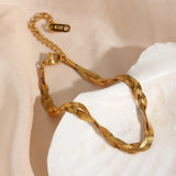 Women's Three-strand Fishbone Chain Necklace & Bracelets Set