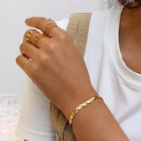 Women's Three-strand Fishbone Chain Necklace & Bracelets Set