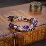 Amethyst Natural Stone Beads Leather Bracelet