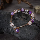 Amethyst Natural Stone Beads Leather Bracelet