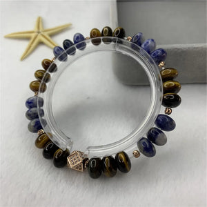 Yellow Tiger Eye Stone Abacus Beads Bracelet 7.5inch Y907