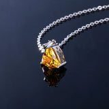 S925 Silver Necklace Pendant AAAAA Golden Yellow Triangle Jewelry