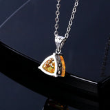S925 Silver Necklace Pendant AAAAA Golden Yellow Triangle Jewelry