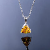 S925 Silver Necklace Pendant AAAAA Golden Yellow Triangle Jewelry
