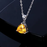 S925 Silver Necklace Pendant AAAAA Golden Yellow Triangle Jewelry