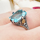 S925 Silver Ring Plated Thai Silver Two-Tone Flower Ring
