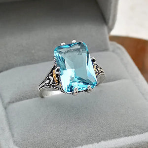 S925 Silver Ring Plated Thai Silver Two-Tone Flower Ring