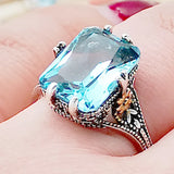 S925 Silver Ring Plated Thai Silver Two-Tone Flower Ring