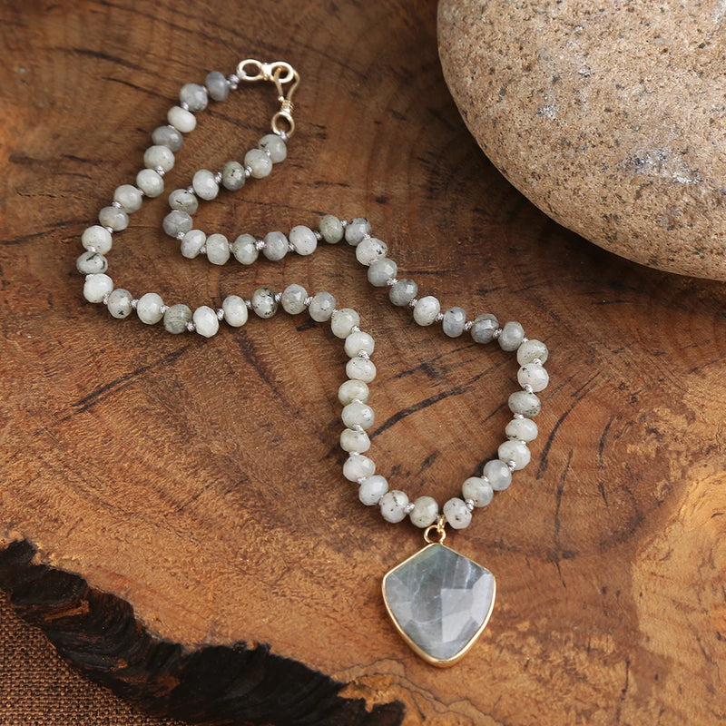 Labradorite Charm Choker Necklace for Women