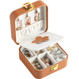 Women's Leather Jewelry Box Portable Display Case Travel Storage Rack