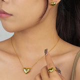 Heart Pendant Necklace S925 Sterling Silver Jewelry Set