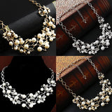 Women's Pearl Leaf Choker Necklace