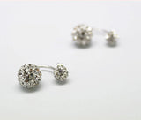 925 Silver Rhinestone Crystal Ball Stud Earrings Princess Style Jewelry