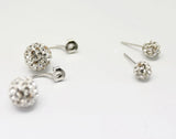 Rhinestone Crystal Stud Earrings 925 Silver Jewelry