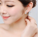 925 Silver Rhinestone Crystal Ball Stud Earrings Princess Style Jewelry