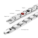 Women's Magnetic Therapy Bracelet Silver Stainless Steel Health Weight Loss Gift