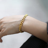Stainless Steel Cuban Link Chain Bracelet for Men & Women