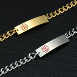 Engraved Medical Alert ID Bracelet Stainless Steel Chain Link