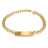 Engraved Medical Alert ID Bracelet Stainless Steel Chain Link