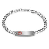 Engraved Medical Alert ID Bracelet Stainless Steel Chain Link