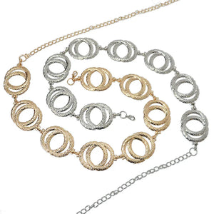 Women's Metal Double Ring Waist Chain Silver Belt