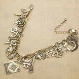 Mermaid Seahorse Charm Bracelet Crystal Bangle Vintage