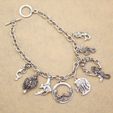 Mermaid Seahorse Charm Bracelet Crystal Bangle Vintage