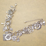 Mermaid Seahorse Charm Bracelet Crystal Bangle Vintage
