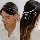 Pearl Headwear Crystal Tassel Hair Ornaments Multi-layer Chain Jewelry