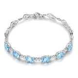 Natural Crystal Bracelet 925 Sterling Silver Zircon Inlay Gemstone Gift Jewelry