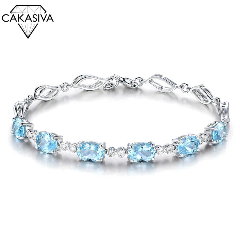 Natural Crystal Bracelet 925 Sterling Silver Zircon Inlay Gemstone Gift Jewelry