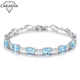 Natural Crystal Bracelet 925 Sterling Silver Zircon Inlay Gemstone Gift Jewelry