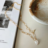 Natural Baroque Pearl Necklace Twisted Link Chain Choker