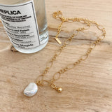 Natural Baroque Pearl Necklace Twisted Link Chain Choker
