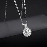 925 Sterling Silver Mosan Diamond Necklace Sunflower Zircon Pendant