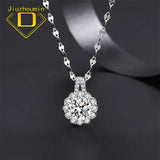 925 Sterling Silver Mosan Diamond Necklace Sunflower Zircon Pendant