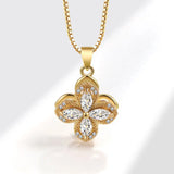 4 Leaf Flower Zircon Jewelry Set 925 Silver Gift