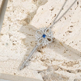 Sterling Silver 925 Key Necklace Zircon Jewelry Gift