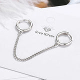 Women's Double Ear Hole Hoop Earrings Chain Connected Charming Jewelry