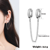 Women's Double Ear Hole Hoop Earrings Chain Connected Charming Jewelry